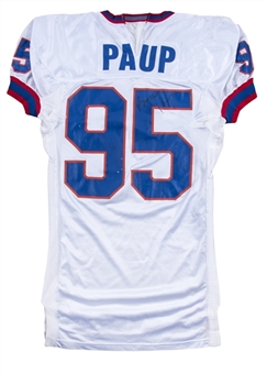 1996 Bryce Paup Game Used & Signed Buffalo Bills Road Jersey Photo Matched To 9/16/1996 